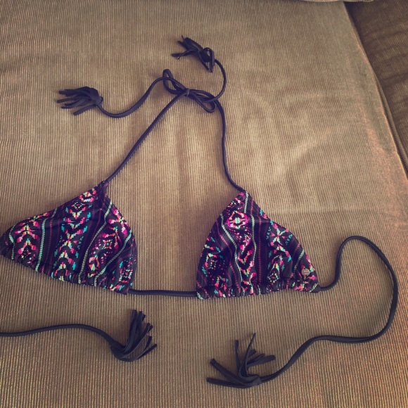 Tribal triangle tassel string bikini top - Picture 1 of 3